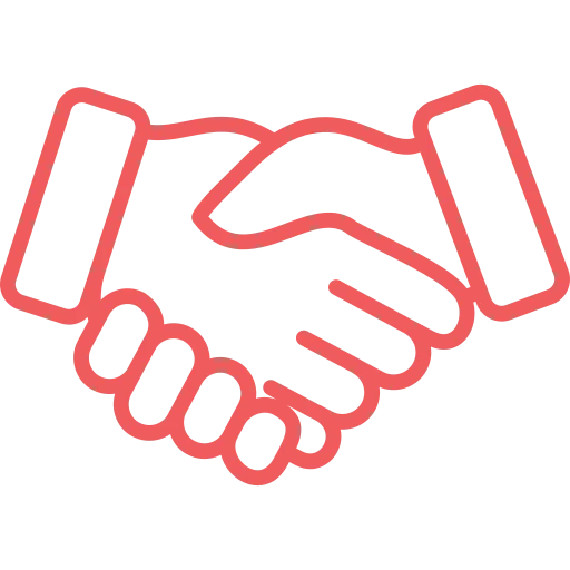 Icono de apretón de manos que representa colaboración, confianza y compromiso profesional