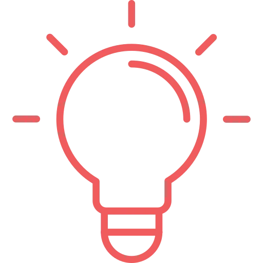 Icono de bombilla que representa ideas, innovación y creatividad en formación y desarrollo profesional