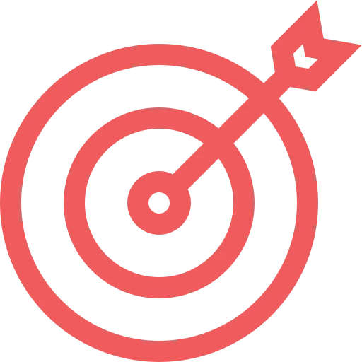 Icono de objetivo con flecha que representa metas, resultados y estrategia