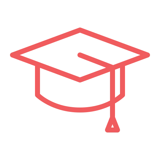 Icono de gorro de graduación que representa formación, educación y certificaciones profesionales